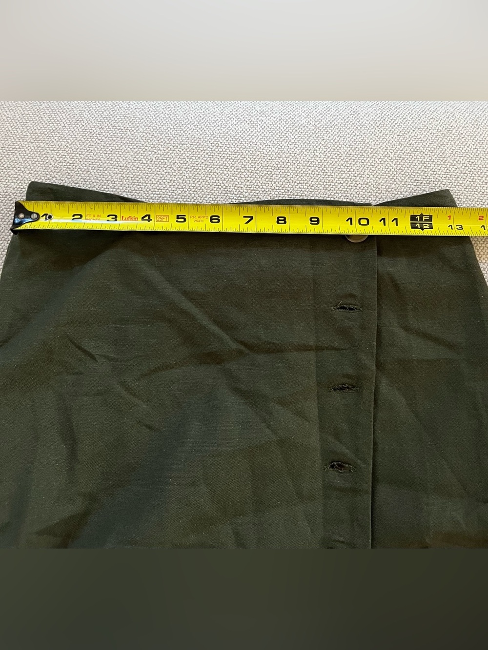 Women’s Umgee Midi Skirt Green Button Front Crossover A line New - Picture 8 of 12